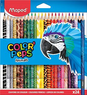 Набор цветных карандашей MAPED COLOR'PEPS 24 цв. трехгранные, деревянные, принт на корпусе, в картонной упаковке