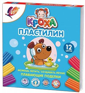 Пластилин плавающий Луч КРОХА 12 цветов 144 г ассорти, со стеком