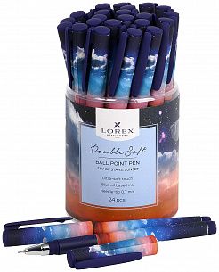 Ручка масляная LOREX SKY OF STARS.SUNSET Double Soft синяя, игловидный наконечник, 0,7 мм