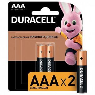 Батарейки DURACELL AAA, алкалиновые, 1,5 V, 2 штуки в упаковке