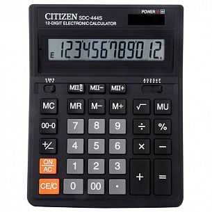 Калькулятор CITIZEN SDS444S, настольный бухгалтерский, 12-разрядный, черный