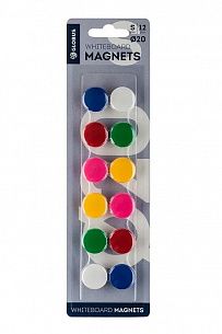Набор магнитов цветных 20 мм 12 шт. (блистер)