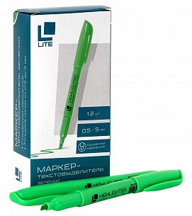 Маркер текстовый тонкий LITE 1—4 мм, зеленый, скошенный