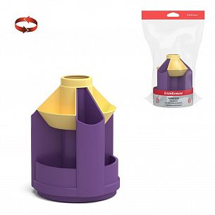 Подставка для канцелярских принадлежностей ErichKrause Mini Desk Iris фиолетовый с желтой вставкой пластик