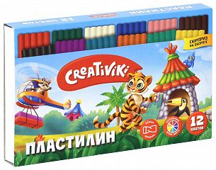 Пластилин Creativiki 12 цветов, 180  г, со стеком