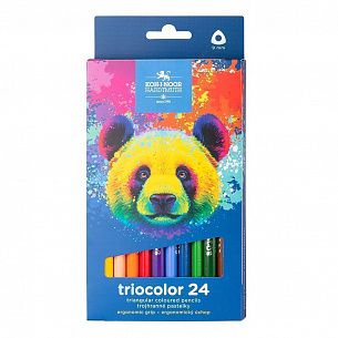 Набор цветных карандашей Koh-I-Noor JUMBO TRIOCOLOR BEAR утолщенные 24 цвета трехгранный корпус дерев. карт.уп.