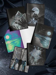 Тетрадь 48 листов, клетка, скрепка, LOREX TWINKLE INSPIRATION А5, мелованный картон, soft touch, блестки, офсет запечатка форзаца