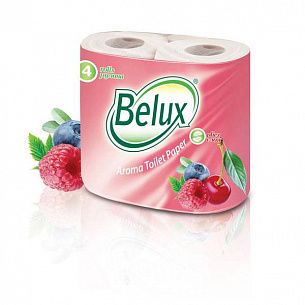 Туалетная бумага, 2 слоя, BELUX ягоды mix, 19,5 м, 4 шт, целлюлоза