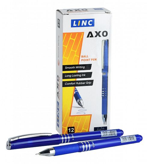 Ручка шариковая LINC Axo 0,7 мм синяя резиновый грип цвет корпуса ассорти