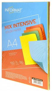 Бумага цветная INFORMAT INTENSIVE MIX 5 цветов  по 20 л. (80 г/м2, А4)