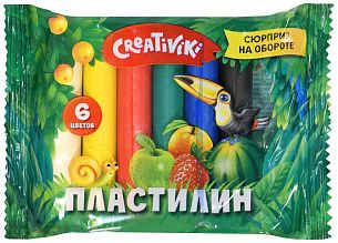 Пластилин Creativiki 6 цветов, 60 г, без стека, 3+