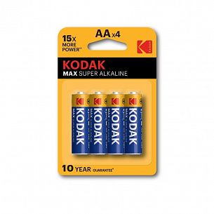 Батарейки KODAK MAX SUPER Alkaline AA LR6 алкалин. 1,5 V 4 шт/упак