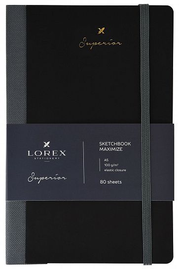 Скетчбук LOREX MAXIMIZE А5, 80л. 100 г/м2, твердая обложка soft touch и фольга серия SUPERIOR