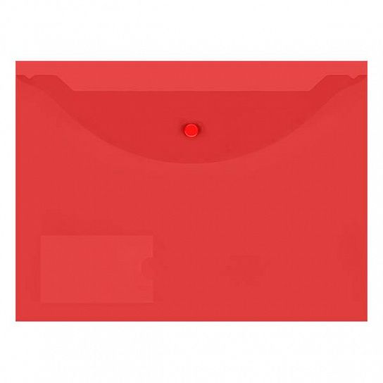 Пластиковый конверт INFORMAT А4, на кнопке, с карманом, прозрачный 150 мкм, красный