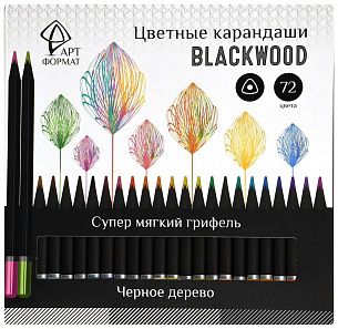 Набор цветных карандашей АРТформат Blackwood 72 цветов, трехгранный деревянный корпус