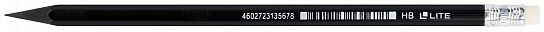 Карандаш чернографитный LITE НВ, заточенный, пластиковый шестигранный, с ластиком