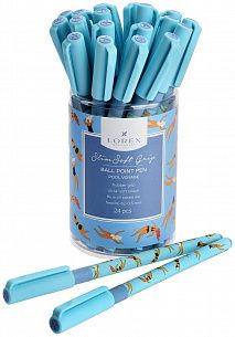 Ручка шариковая LOREX POOL VOYAGE, серия "Slim Soft Grip", чернила на масляной основе, круглый прорезиненный корпус, резиновый грип, синие ч