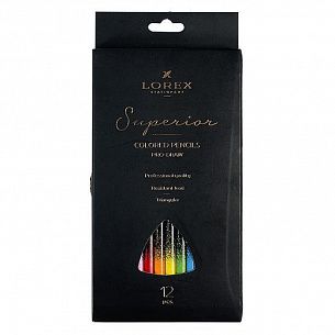 Набор цветных карандашей LOREX PRO-DRAW Superior, 12 цветов, трехгранные