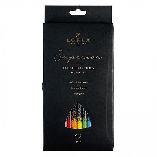 Набор цветных карандашей LOREX PRO-DRAW Superior, 12 цветов, трехгранные
