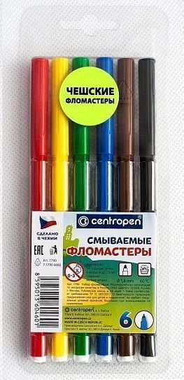 Фломастеры CENTROPEN ПИНГВИНЫ 6 цветов