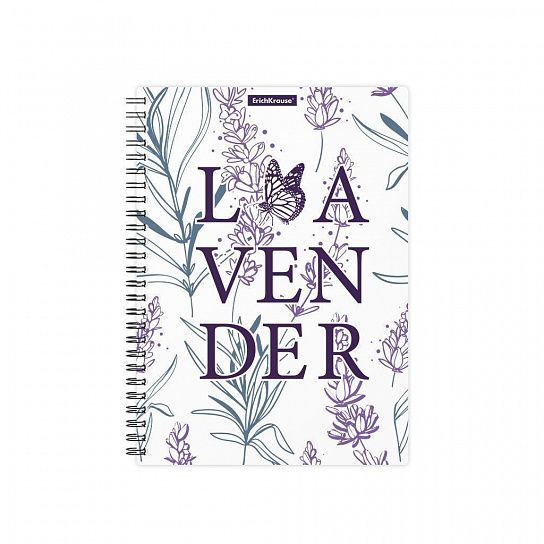 Тетрадь 80 л. А5 клетка, на спирали, офсет ErichKrause LAVENDER пластиковая обложка