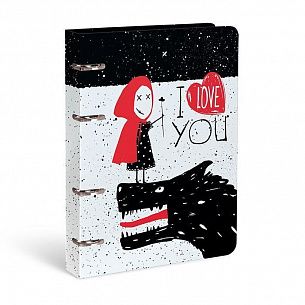 Тетрадь со сменным блоком 120 л. А5, клетка, на кольцах LOREX CREEPY WOLF твердая обложка, soft touch