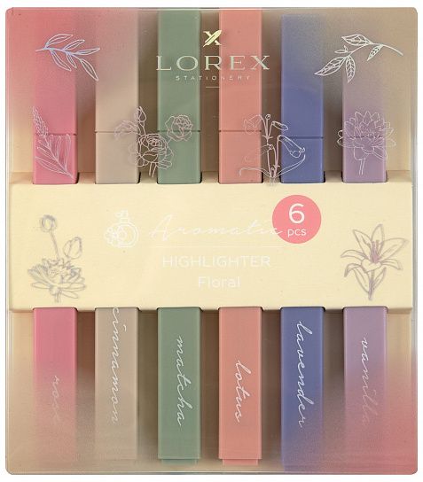 Набор текстовых маркеров LOREX Aromatic FLORAL 1-4 мм ассорти пастельные, 6 шт