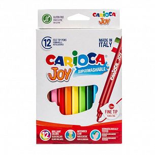 Фломастеры суперсмываемые CARIOCA JOY 12 цветов, круглый корпус, картонная упаковка
