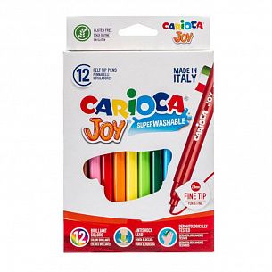 Фломастеры Carioca JOY классические 12 цв. круглый корпус, суперсмываемые, картонная упаковка, стандартные