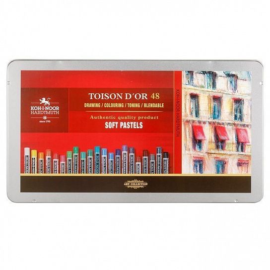 Пастель художественная сухая мягкая Koh-I-Noor TOISON D`OR SOFT 8536 48 цв. ассорти, круглая в металлической коробке