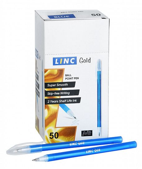 Ручка шариковая Linc GOLD синяя 0,7 мм, ассорти круглый корпус
