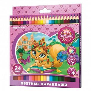 Набор цветных карандашей, ВОЛШЕБНЫЕ ПИТОМЦЫ, 24 цвета, шестигранные,  дерево
