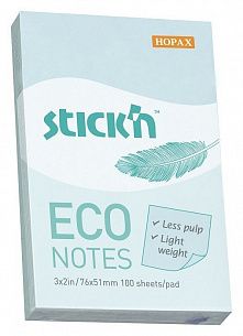 Блок самоклеящийся Stick`n ECO 51x76 мм, 100 листов, голубой пастель