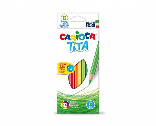 Карандаши цветные CARIOCA TITA  пластиковые, 12 цветов, шестигранные, картонная упаковка