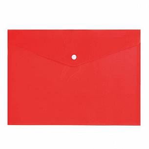 Пластиковый конверт INFORMAT А4, на кнопке, прозрачный 150 мкм, красный