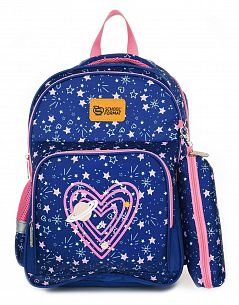 Рюкзак мягкий Schoolformat Hearts and stars, модель SOFT 2+, мягкий каркас, двухсекционный, 40,5х29х14 см, 17 л, для девочек