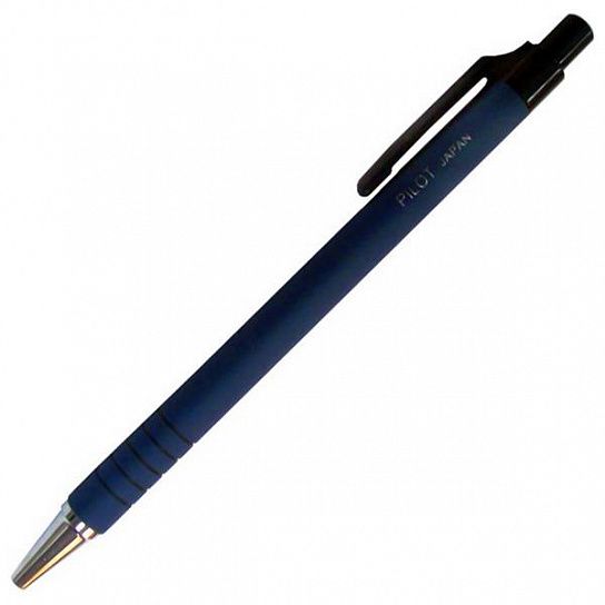 Ручка шариковая автоматическая BPRK 0,7 мм синяя прорезиненный синий корпус