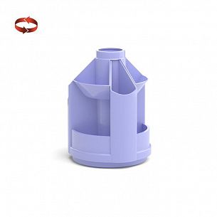 Подставка для канцелярских принадлежностей ErichKrause MINI DESK PASTEL вращающаяся, 10 отделений, 112х112х140 мм, фиолетовый пластик