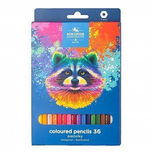 Набор цветных карандашей Koh-I-Noor RACOON 36 цв. шестигранные, деревянные, в картонной упаковке