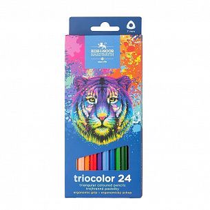 Набор цветных карандашей Koh-I-Noor TRIOCOLOR TIGER 24 цвета трехгранный корпус дерев. карт.уп.