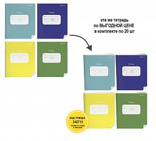 Тетрадь 12 л. крупная клетка Schoolformat ОДНОТОННЫЕ ЯРКИЕ ЦВЕТА мелованный картон, ВД-лак