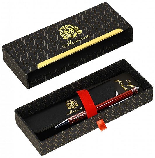 Шариковая ручка MANZONI MARINELLA, красная, в футляре