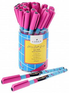 Ручка гелевая LOREX NEON MADNESS SLIM SOFT GRIP 0,5 мм синяя круглый корпус грип