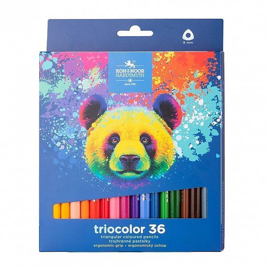 Набор цветных карандашей Koh-I-Noor JUMBO TRIOCOLOR BEAR утолщенные 36 цветов трехгранный корпус дерев. карт.уп.