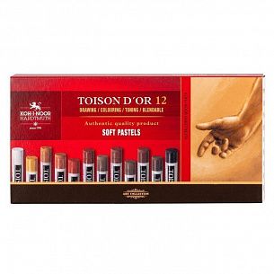 Пастель художественная сухая мягкая Koh-I-Noor TOISON D`OR SOFT 8522 brown line 48 цв. ассорти, круглая в картонной упаковке