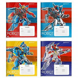 Тетрадь 12 л. линия СОВРЕМЕННЫЕ РОБОТЫ мелованный картон, выборочный УФ-лак