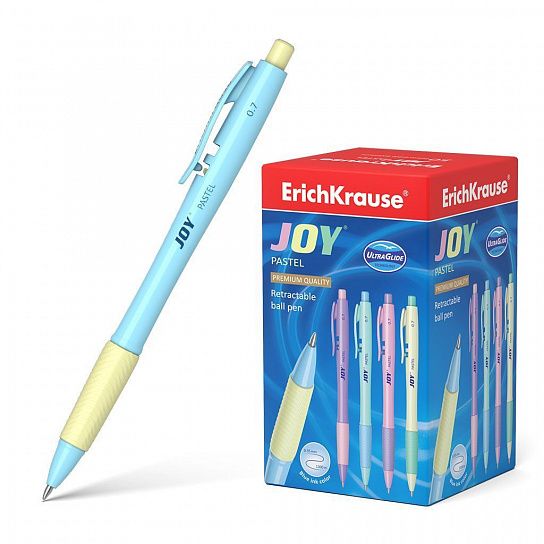 Ручка шариковая автоматическая ErichKrause Ultra Glide Technology JOY Pastel синий 1 цв. 0,7 мм круглый корпус