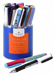 Ручка масляная LOREX MIX Double Soft, синяя, игловидный наконечник, 0,7 мм