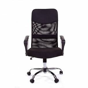 Кресло CHAIRMAN 610 черный, крестовина металл, подлокотники пластик с хромированными вставками, обивка ткань, спинка сетка