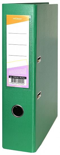 Папка-регистратор INFORMAT 75 мм двухстороннее покрытие PVC, зеленая